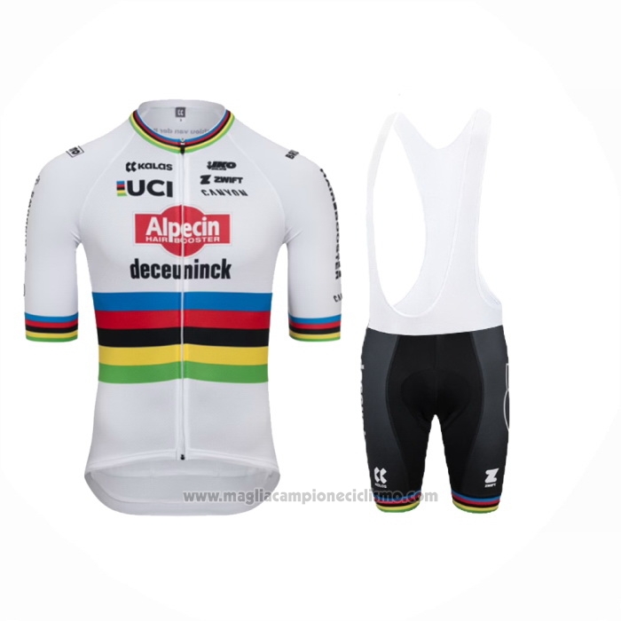 2024 Abbigliamento Ciclismo Alpecin Deceuninck Bianco Manica Corta e Salopette